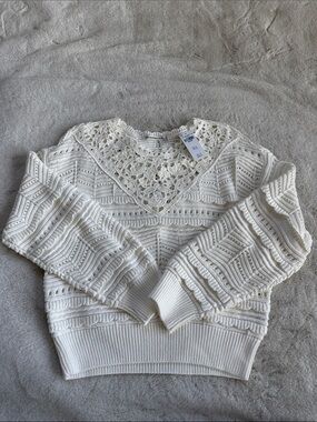 Abercrombie Crochet Yoke Ivory Women's Sweater